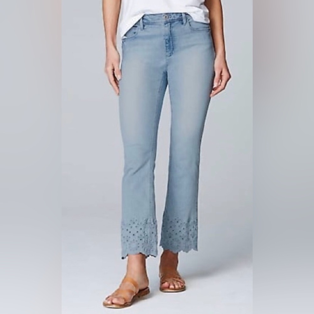NWT JJill Denim High Rise Ankle Cutwork Border Jeans in Clearwater Wash Sz 16T